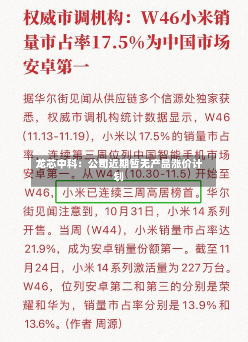 龙芯中科：公司近期暂无产品涨价计划-第2张图片