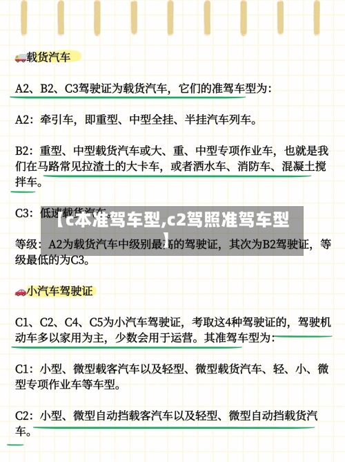 【c本准驾车型,c2驾照准驾车型】